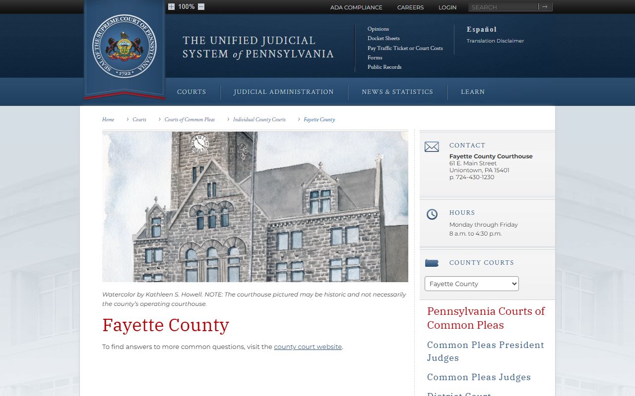 Fayette County court records statewide court page
