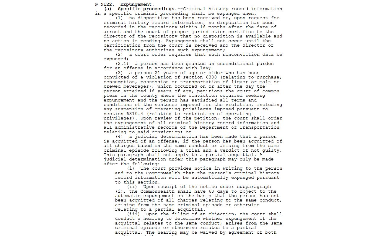 Fayette County criminal court records expungement statute