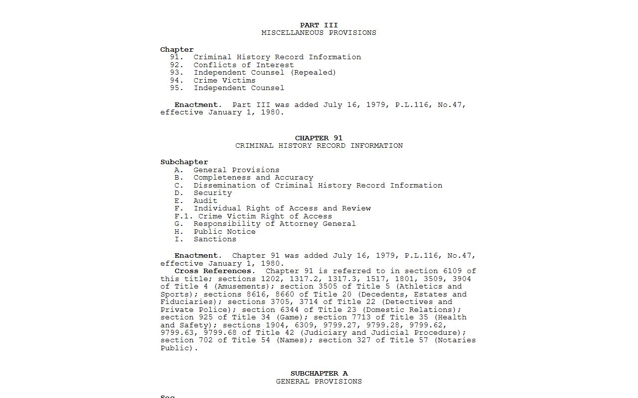 Fayette County criminal court records Criminal History Record Information Act