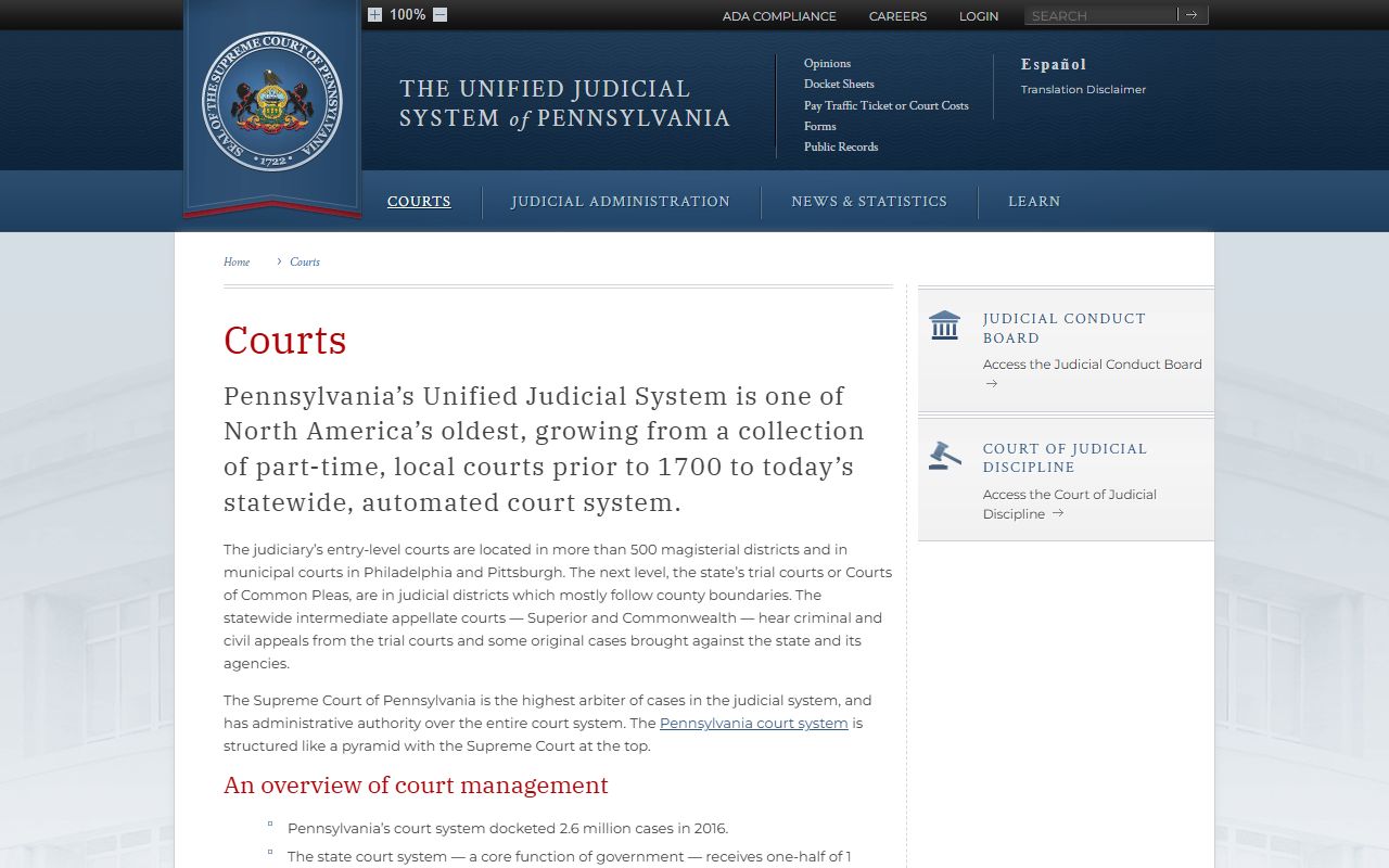 Pennsylvania court hierarchy for Fayette County Court records