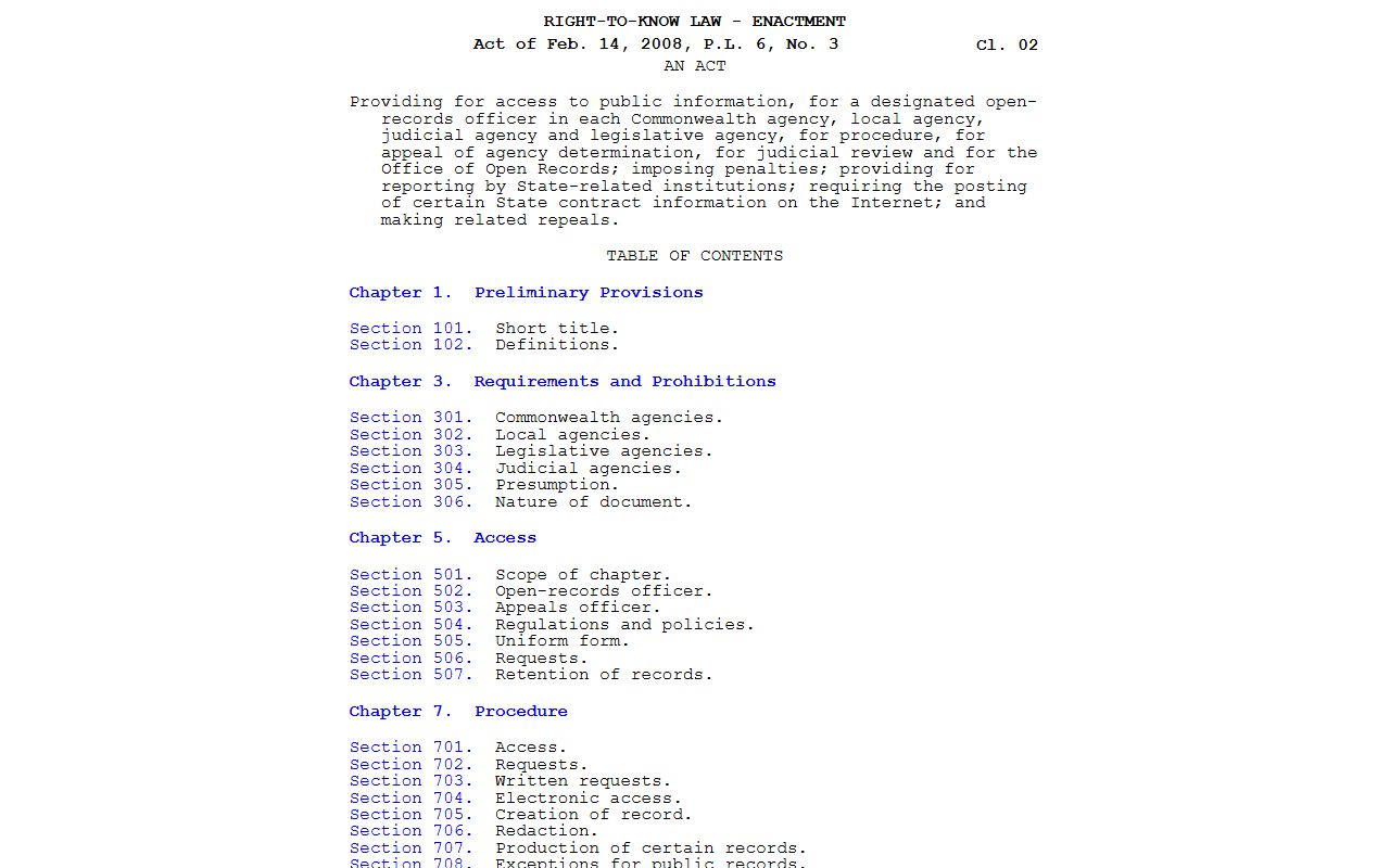 Pennsylvania Right-to-Know Law for Fayette County probate access distinctions