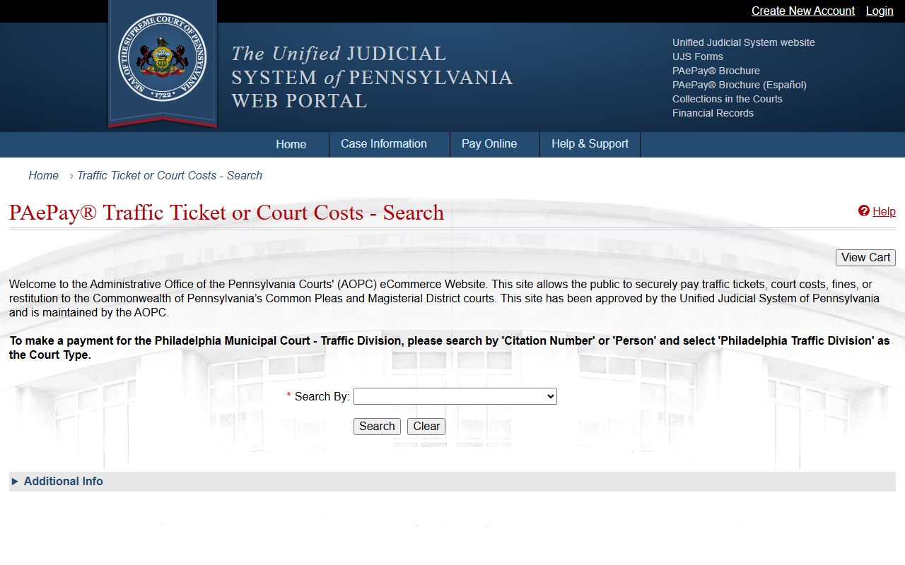 Fayette County traffic court records PAePay portal